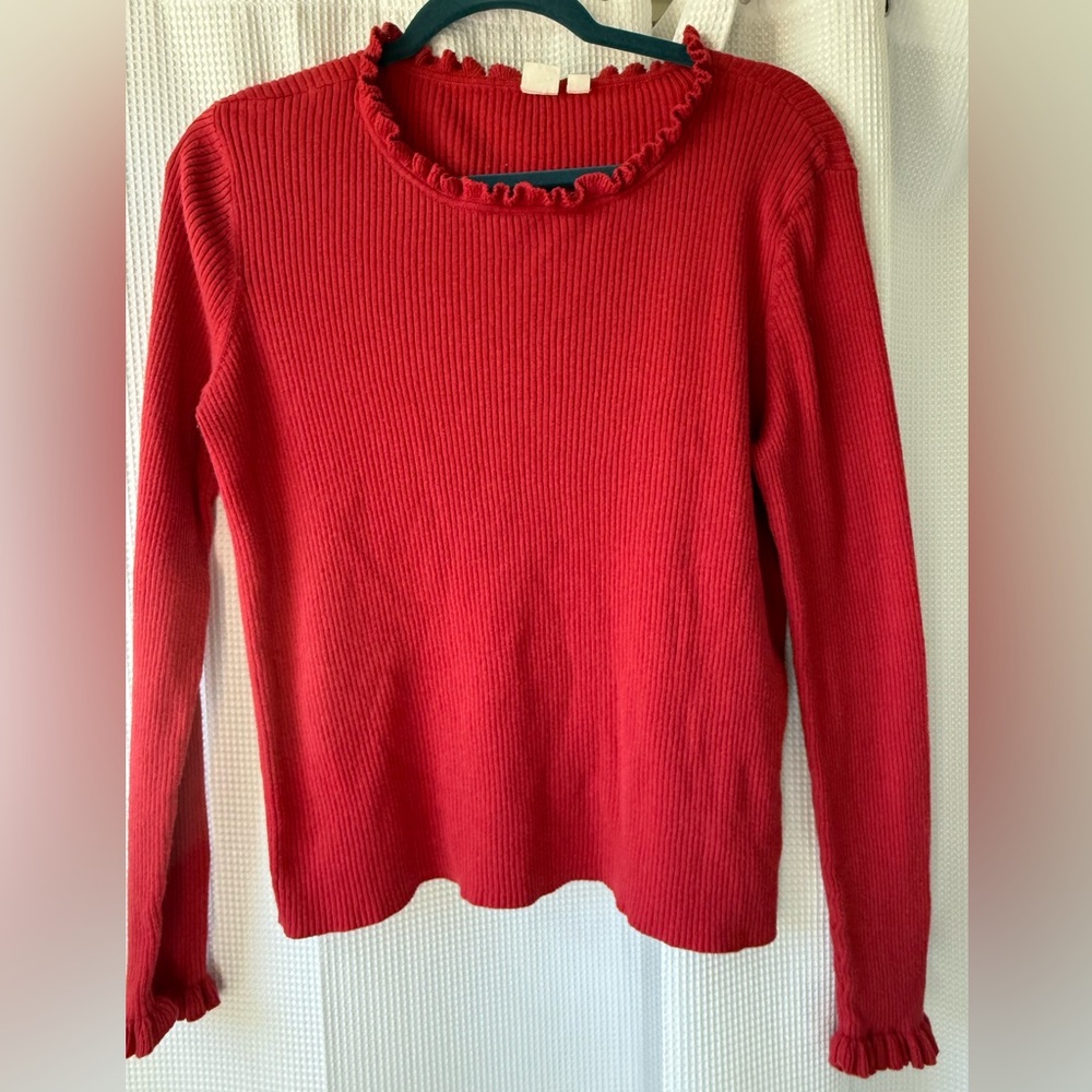 GAP Red Ribbed Knit Top